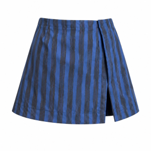 Super Mini Skirt – Grey with Blue Stripes